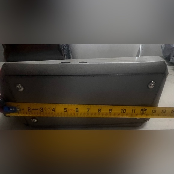 Michael Kors Harper Gray Saffiano Leather Tote Silver Hardware Shoulder Bag - Picture 8 of 11